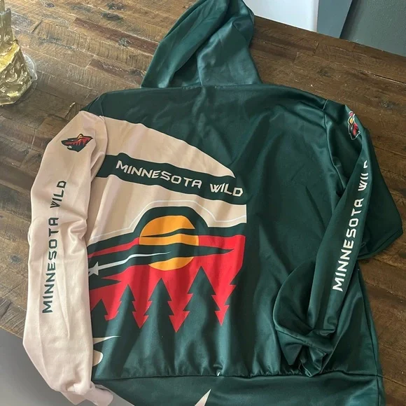 Minnesota Wild Hoodie in Green and Cream - Picture 4 of 4